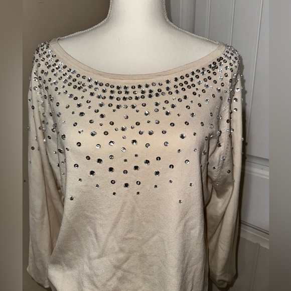 linea by louis dell'olio jeweled lightweight sweater - Picture 1 of 12